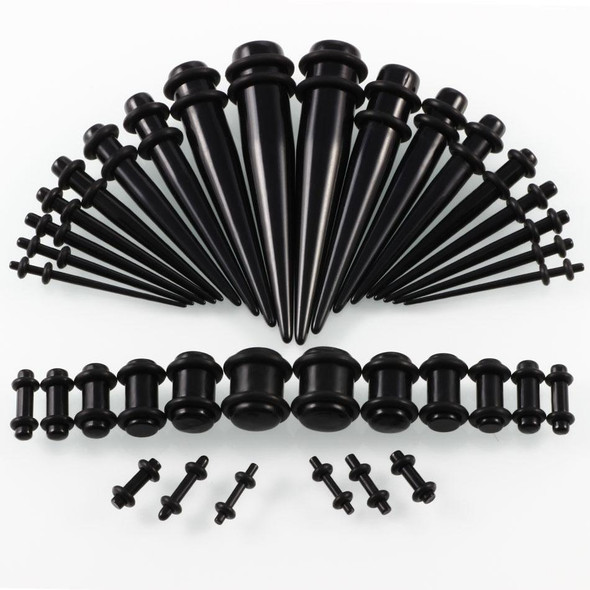 36PCS Unisex Acrylic Ear Expansion Ear Extender 14G-00G Accessories Set(Black)