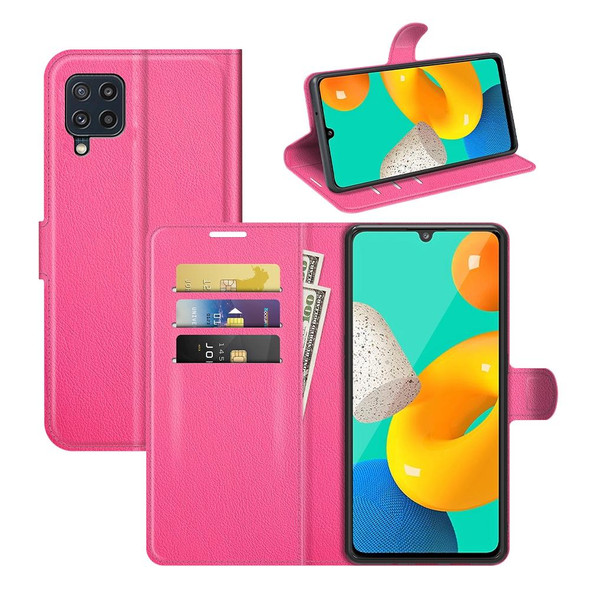 Samsung Galaxy M32 Litchi Texture Horizontal Flip Protective Case with Holder & Card Slots & Wallet(Rose red)