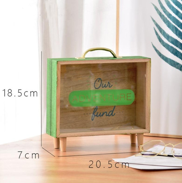 Wooden Piggy Bank Large Capacity Children Savings Box Creative Desktop Accessories(Green)