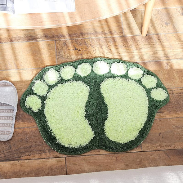 1390 Foot-shaped Non Slip Shaggy Soft Water Absorption Bedroom Bathroom Carpet Mat(Green)