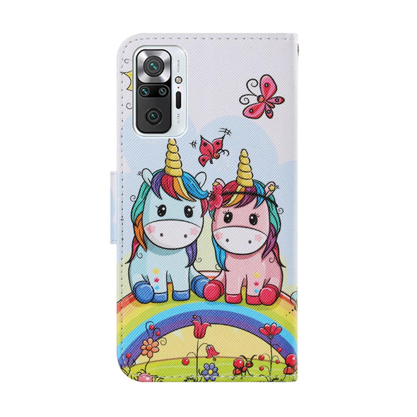 Xiaomi Redmi Note 10 Pro Coloured Drawing Pattern Horizontal Flip PU Leather Case with Holder & Card Slots & Wallet & Lanyard(Couple Unicorn)