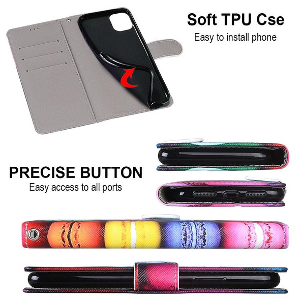 Coloured Drawing Cross Texture Horizontal Flip PU Leatherette Case with Holder & Card Slots & Wallet & Lanyard - iPhone 13 Pro Max(Colorful Cakes)