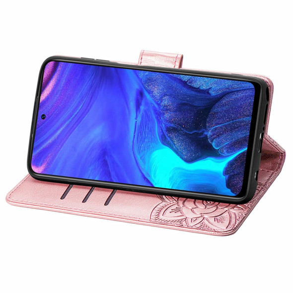 Infinix Note 10 Pro Butterfly Love Flower Embossed Horizontal Flip Leather Case with Holder & Card Slots & Wallet & Lanyard(Rose Gold)