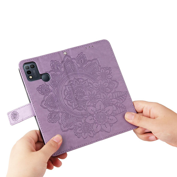 Infinix Smart 5 / HOT10 Lite 7-petal Flowers Embossing Pattern Horizontal Flip PU Leather Case with Holder & Card Slots & Wallet & Photo Frame(Light Purple)