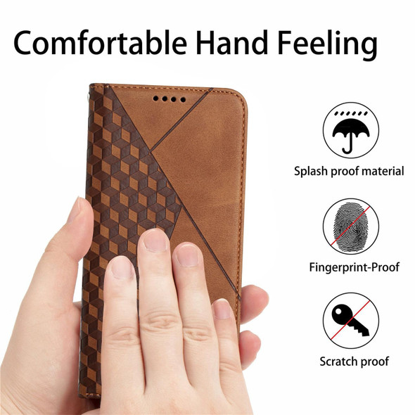 Xiaomi Redmi Note 10 Pro Diamond Pattern Splicing Skin Feel Magnetic Horizontal Flip Leather Case with Card Slots & Holder & Wallet(Brown)