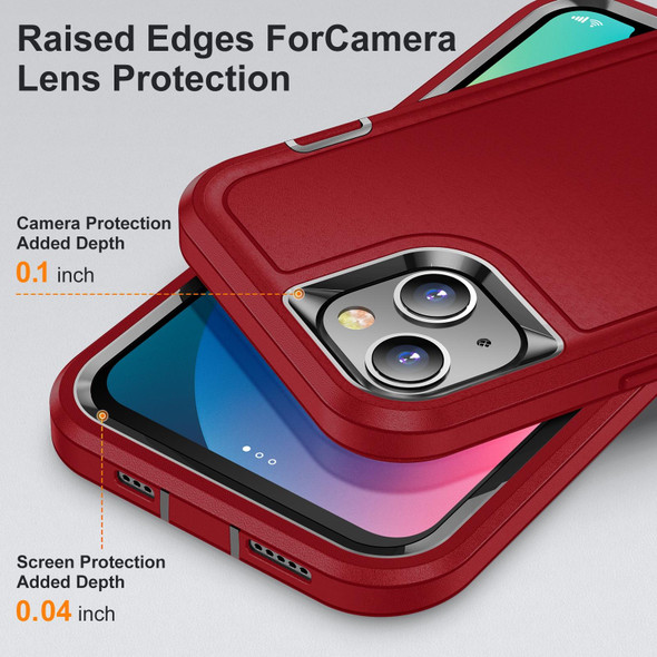 3 in 1 Rugged Holder Phone Case - iPhone 13(Red + Black)