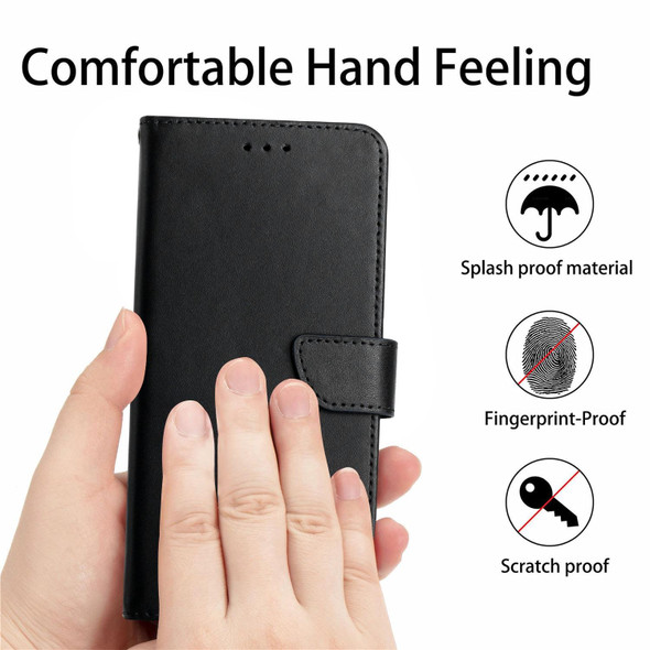 TCL 20L+ Genuine Leather Fingerprint-proof Flip Phone Case(Black)