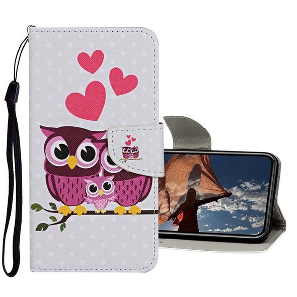 Colored Drawing Pattern Flip Leatherette Case - iPhone 13 Pro Max(Owl Family)