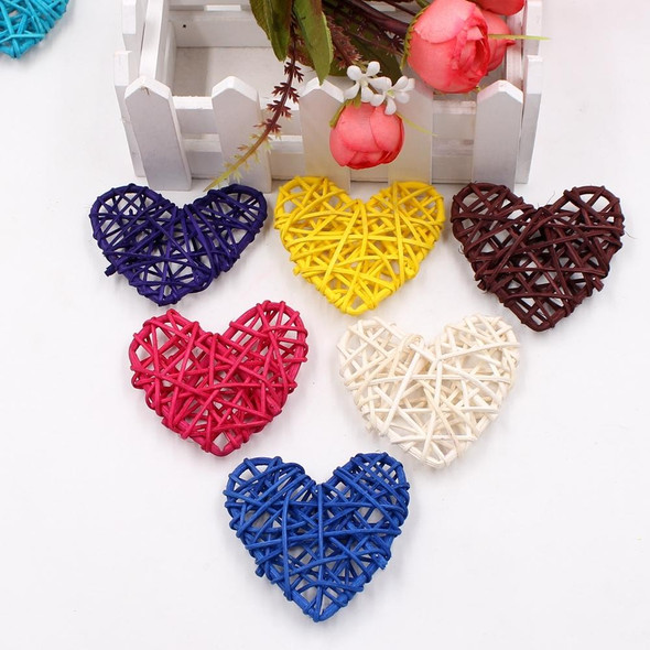 5 PCS 6cm Artificial Straw Ball DIY Decoration Rattan Heart Christmas Decor Home Ornament(Rose Red)