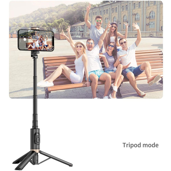 Q12 Hidden Design Reinforced Bluetooth Remote Control Tripod Selfie Stick (Black)