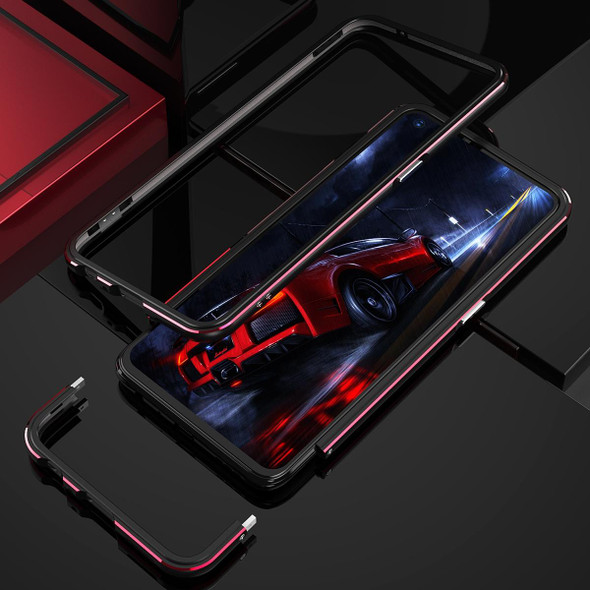 Aurora Series Lens Protector + Metal Frame Protective Case - OPPO Reno5 Pro(Black Red)