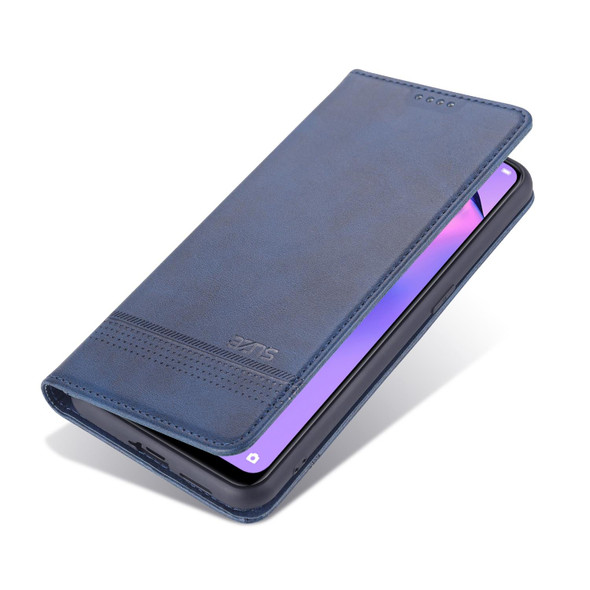 OPPO Reno4 / Reno4 Pro AZNS Magnetic Calf Texture Horizontal Flip Leather Case with Card Slots & Holder & Wallet(Dark Blue)