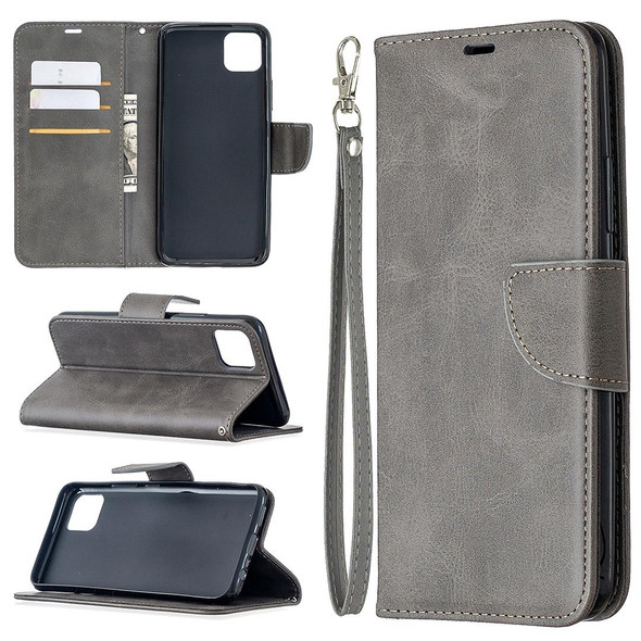 OPPO Realme C11 Retro Lambskin Texture Pure Color Horizontal Flip PU Leather Case, with Holder & Card Slots & Wallet & Lanyard(Grey)