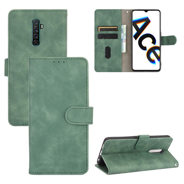 OPPO Reno Ace / Realme X2 Pro Solid Color Skin Feel Magnetic Buckle Horizontal Flip Calf Texture PU Leather Case with Holder & Card Slots & Wallet(Green)