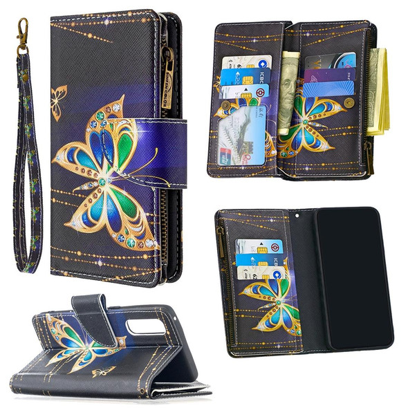 OPPO Find X2 Neo / OPPO Reno 3 Pro Colored Drawing Pattern Zipper Horizontal Flip Leather Case with Holder & Card Slots & Wallet(Big Butterfly)