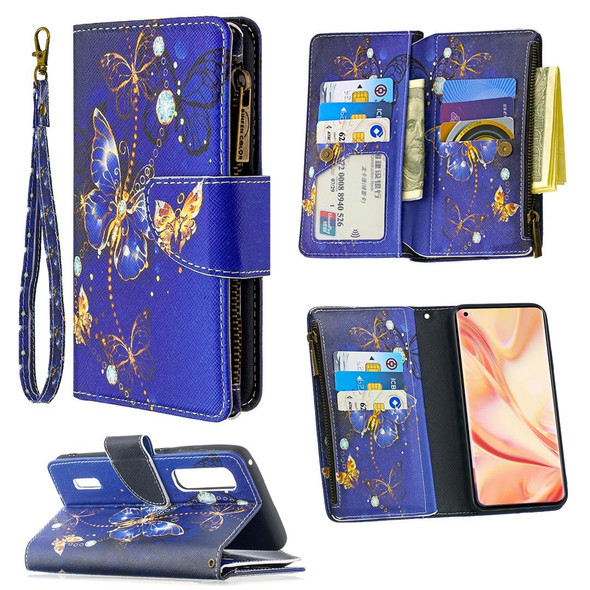 OPPO Find S2 Pro Colored Drawing Pattern Zipper Horizontal Flip Leather Case with Holder & Card Slots & Wallet(Purple Butterfly)