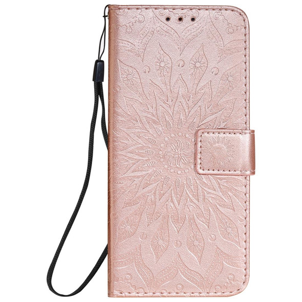 OPPO Reno3 Pro / Find X2 Neo Sun Embossing Pattern Horizontal Flip Leather Case with Card Slot & Holder & Wallet & Lanyard(Rose Gold)