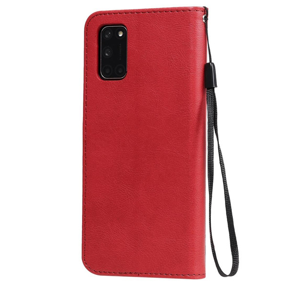 Oppo A52 / A72 / A92 Solid Color Horizontal Flip Protective Leather Case with Holder & Card Slots & Wallet & Photo Frame & Lanyard(Red)