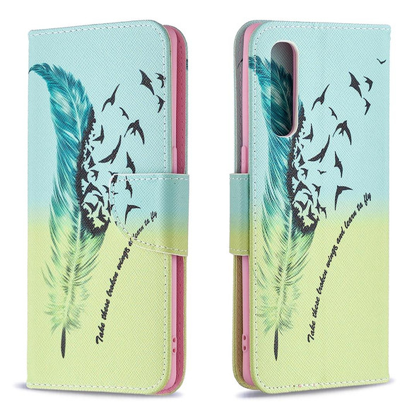 OPPO Find X2 Neo Colored Drawing Pattern Horizontal Flip Leather Case with Holder & Card Slots & Wallet(Feather)