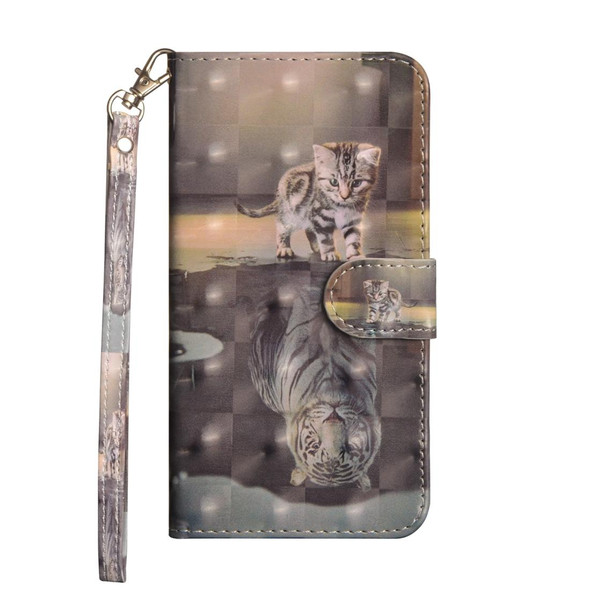 OPPO A5 (2020) / A9 (2020) 3D Painting Pattern Horizontal Flip TPU + PU Leather Case with Holder & Card Slots & Wallet(Cat Tiger)