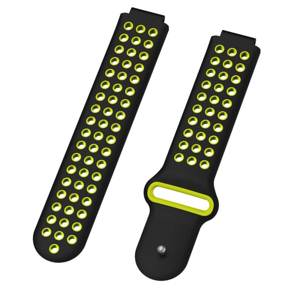 Double Colour Silicone Sport Watch Band - Garmin Forerunner 220 / Approach S5 / S20(Black Yellow)