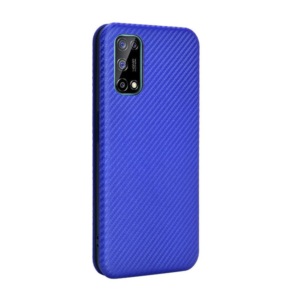 OPPO Realme V5 / Realme Q2 Carbon Fiber Texture Magnetic Horizontal Flip TPU + PC + PU Leather Case with Card Slot(Blue)