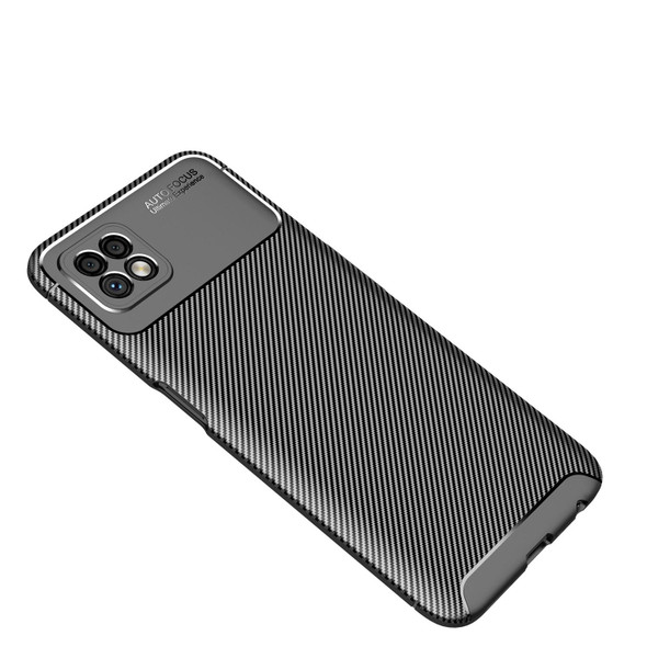 OPPO Reno4 Lite Carbon Fiber Texture Shockproof TPU Case(Black)