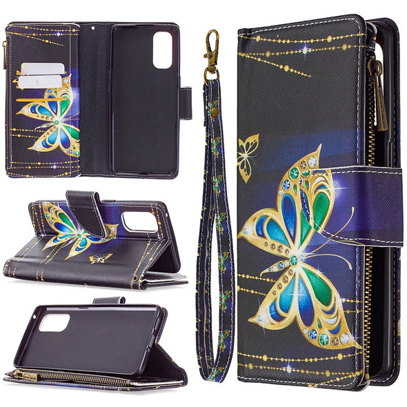 OPPO Reno4 Pro 5G Colored Drawing Pattern Zipper Horizontal Flip Leather Case with Holder & Card Slots & Wallet(Big Butterfly)