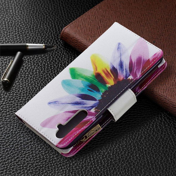 OPPO Realme 6 Pro Colored Drawing Pattern Zipper Horizontal Flip Leather Case with Holder & Card Slots & Wallet(Sun Flower)
