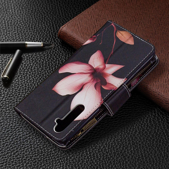 OPPO Realme 6 Pro Colored Drawing Pattern Zipper Horizontal Flip Leather Case with Holder & Card Slots & Wallet(Lotus)