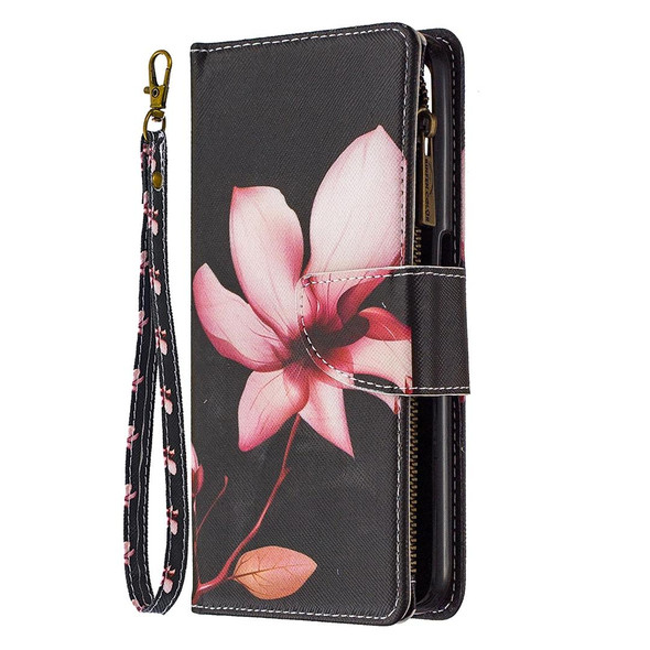 OPPO Realme 6 Colored Drawing Pattern Zipper Horizontal Flip Leather Case with Holder & Card Slots & Wallet(Lotus)