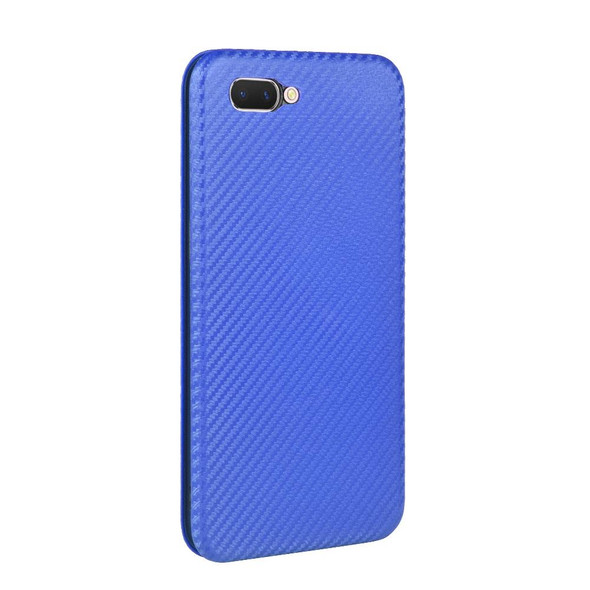 OPPO A5(AX5) / A3s / A12e Carbon Fiber Texture Magnetic Horizontal Flip TPU + PC + PU Leather Case with Card Slot(Blue)