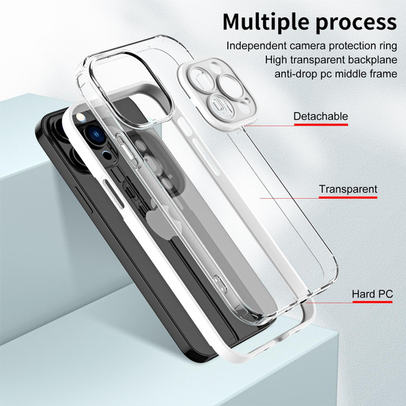 3 in 1 Clear TPU Color PC Frame Phone Case - iPhone 11 Pro Max(White)
