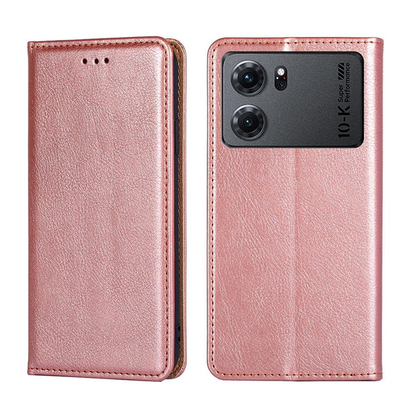 OPPO K10 5G Gloss Oil Solid Color Magnetic Leather Phone Case(Rose Gold)