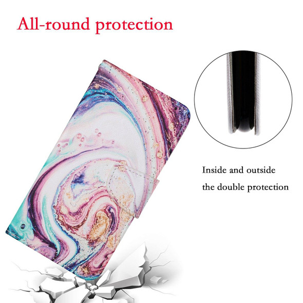 Colored Drawing Pattern Horizontal Flip Leatherette Phone Case - iPhone 13 Pro(Whirlpool Marble)