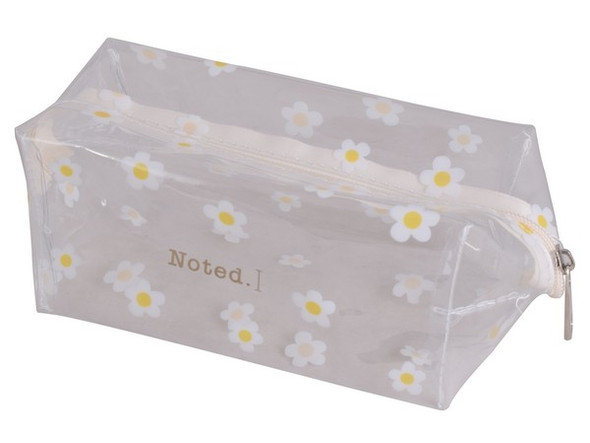 Transparent Daisy PVC Pencil Case with Main Zip Compartment