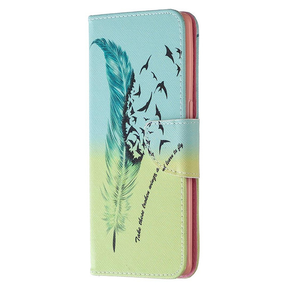 OPPO Reno4 Pro 5G Colored Drawing Pattern Horizontal Flip Leather Case with Holder & Card Slots & Wallet(Feather)