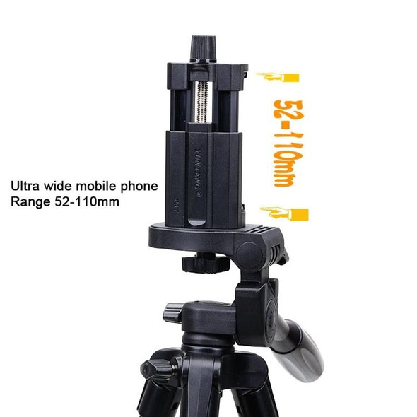 YUNTENG VCT-5208RM Aluminum Magnesium Alloy Leg Tripod Mount with Bluetooth Remote Control & Tripod Head & Phone Clamp for SLR Camera & Smartphones, Height: 125cm