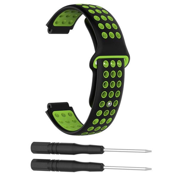Double Colour Silicone Sport Watch Band - Garmin Forerunner 220 / Approach S5 / S20(Black+green)