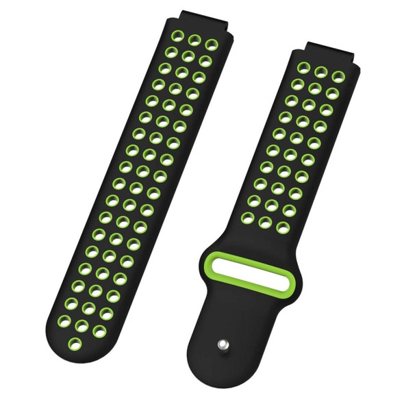 Double Colour Silicone Sport Watch Band - Garmin Forerunner 220 / Approach S5 / S20(Black+green)