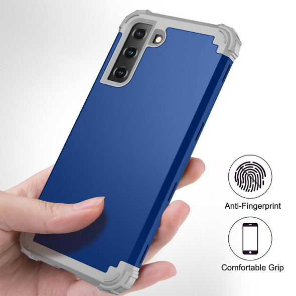 Samsung Galaxy S21 5G PC+ Silicone Three-piece Anti-drop Mobile Phone Protective Back Cover(Blue)