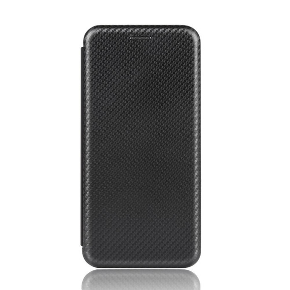 OPPO Realme 6 Carbon Fiber Texture Magnetic Horizontal Flip TPU + PC + PU Leather Case with Card Slot(Black)