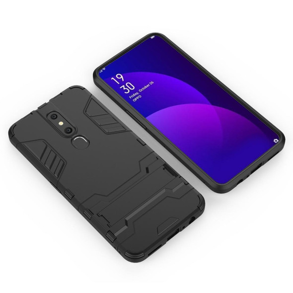 Shockproof PC + TPU Case for OPPO F11 Pro, with Holder(Black)