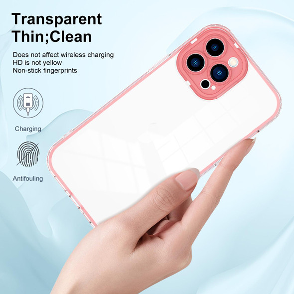 3 in 1 Clear TPU Color PC Frame Phone Case - iPhone 11 Pro Max(Pink)
