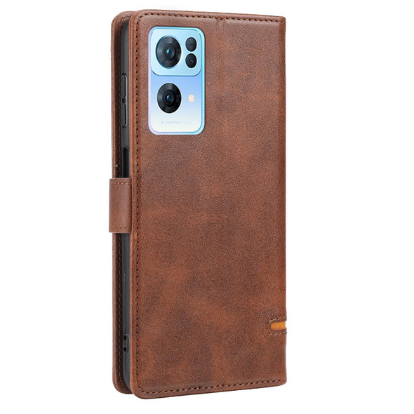 OPPO Reno7 Pro Classic Wallet Flip Leather Phone Case(Brown)