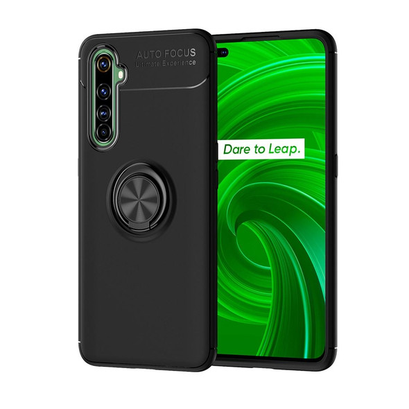 OPPO Realme X50 Pro 5G Metal Ring Holder 360 Degree Rotating TPU Case(Black+Black)