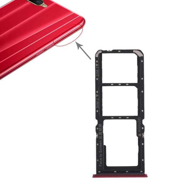 2 x SIM Card Tray + Micro SD Card Tray for OPPO K1(Red)