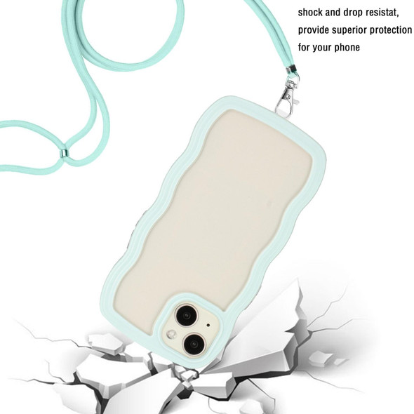 Lanyard Candy Color Wave TPU Clear PC Phone Case - iPhone 13(Green)