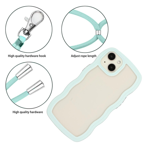 Lanyard Candy Color Wave TPU Clear PC Phone Case - iPhone 13(Green)