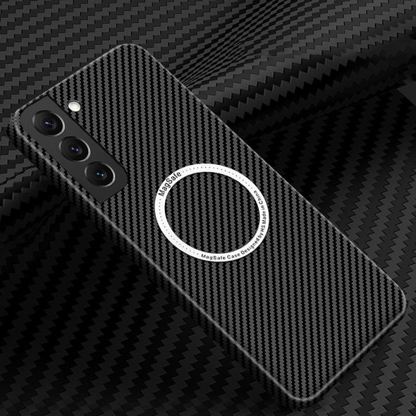 Samsung Galaxy S21 5G Carbon Fiber Texture MagSafe Magnetic Phone Case(Black)